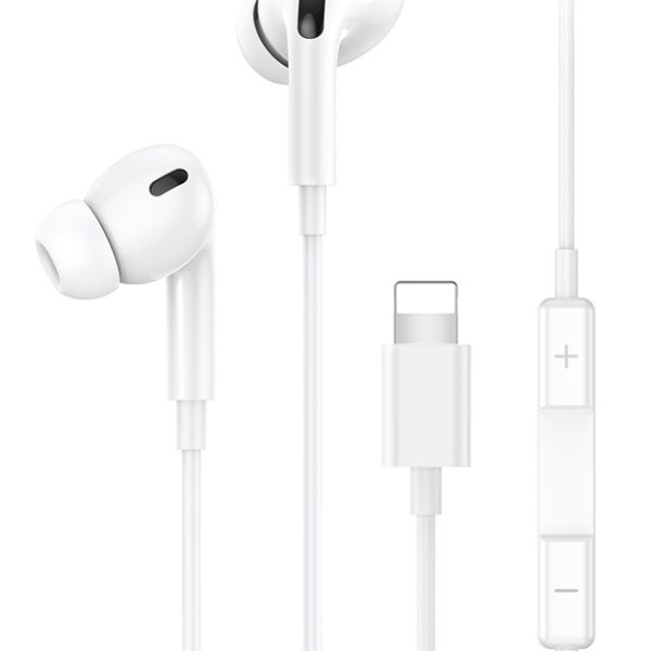 USAMS earphones με μικρόφωνο EP-41, Lightning, Φ10mm, 1.2m, λευκά