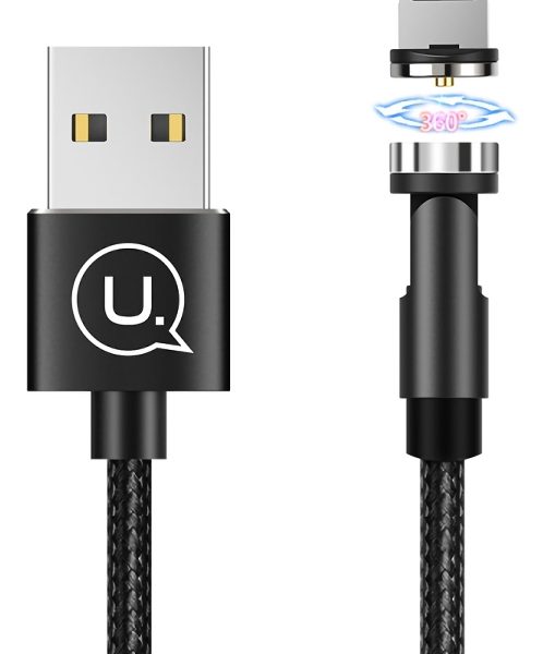 USAMS καλώδιο USB σε lightning US-SJ472, μαγνητικό, 2.1A, 1m, μαύρο