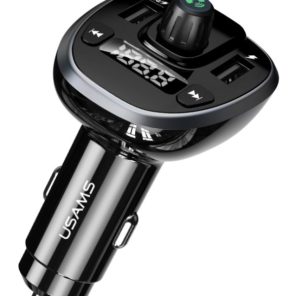 USAMS FM transmitter με οθόνη US-CC115, 2x USB, SD card, 3.4A, μαύρο