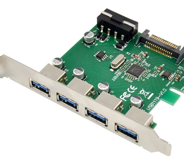 POWERTECH κάρτα επέκτασης PCIe σε 4x USB 3.0 ST66, VL805 + RTL8153