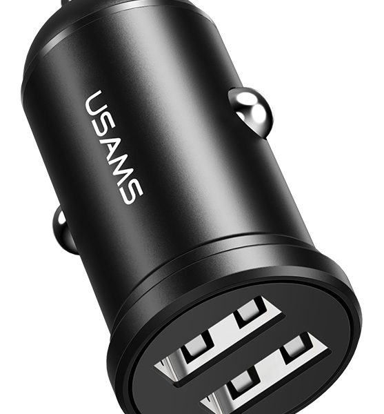 USAMS φορτιστής αυτοκινήτου C20, 2x USB, 2.4A, μαύρος