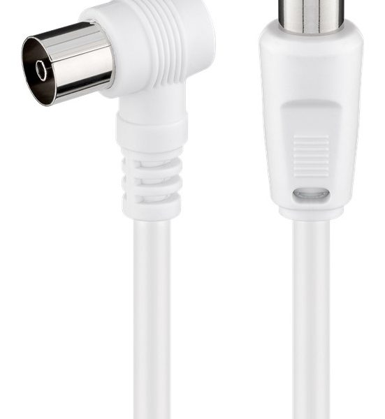 GOOBAY καλώδιο κεραίας αρσενικό σε θηλυκό 11712, γωνιακό, 1.5m, λευκό
