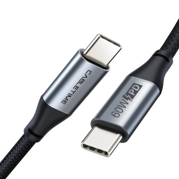 CABLETIME καλώδιο USB-C CMCM60W, 60W PD, 480Mbps, 1m, μαύρο