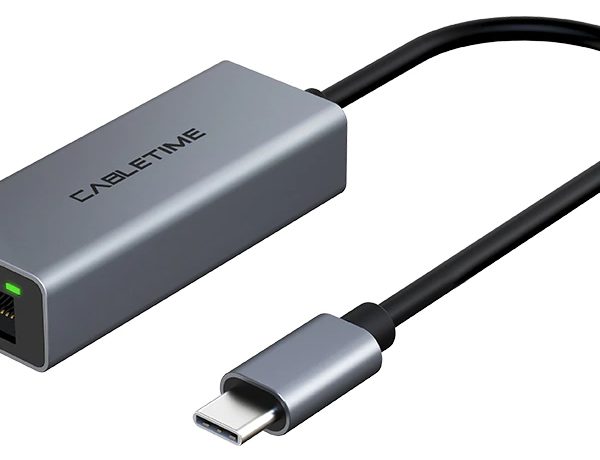 CABLETIME αντάπτορας δικτύου CT-CML100, USB-C, 100Mbps Ethernet, γκρι