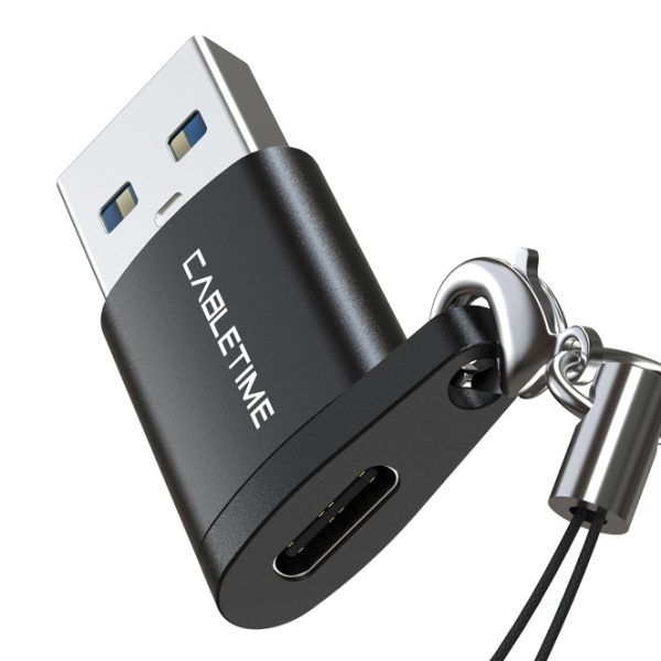 CABLETIME αντάπτορας USB-C σε USB CT-AMCF, 2.1A, 5Gbps, μαύρος