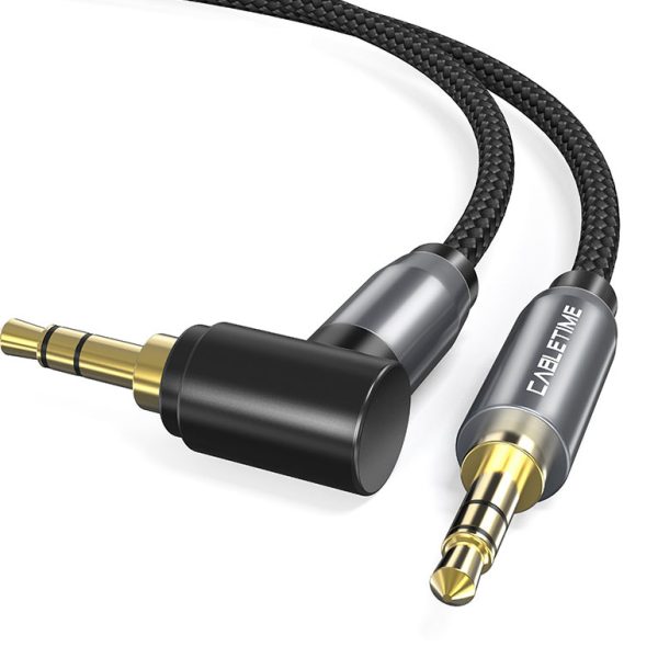 CABLETIME καλώδιο ήχου 3.5mm CT-P11RGN, γωνιακό, AUX, 1m, μαύρο