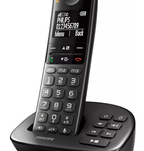 PHILIPS ασύρματο τηλέφωνο XL4951DS/34 ελληνικό μενού, τηλεφωνητής, μαύρο