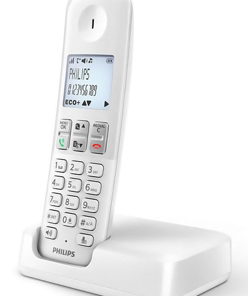 PHILIPS ασύρματο τηλέφωνο D2501W-34, με ελληνικό μενού, λευκό