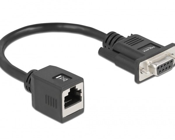 DELOCK αντάπτορας από serial DB9 RS-232 σε RJ45, μαύρος