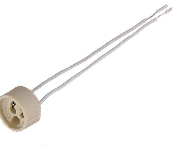 Ντουί λάμπας GΖ10/GU10 με καλώδια DX-100A, 250V 2A, κεραμικό, λευκό