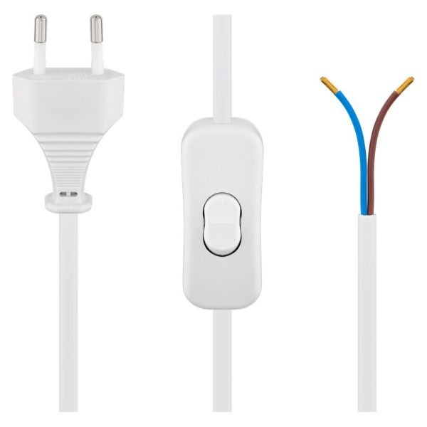 GOOBAY καλώδιο τροφοδοσίας 51349, 2x0.75mm², με διακόπτη, 1.5m, λευκό