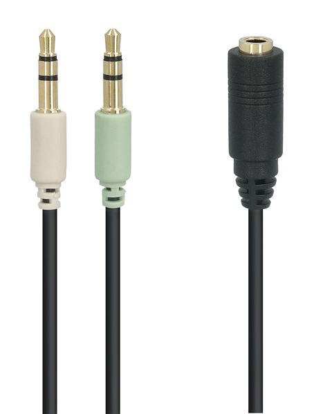 GOOBAY καλώδιο 3.5mm 4pin σε 2x 3.5mm 3pin 48980, 0.4m, μαύρο