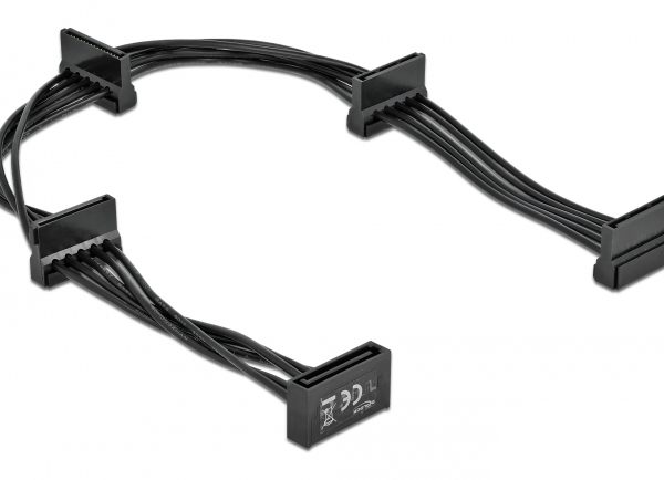 DELOCK καλώδιο SATA 15pin σε 4x SATA 15pin 60395, 40cm, μαύρο