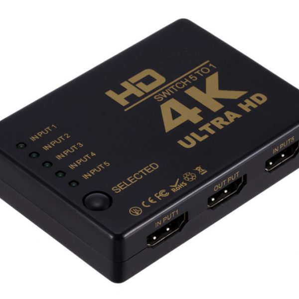 POWERTECH HDMI amplifier switch PTH-052 με τηλεχειριστήριο, 5 σε 1, 4K