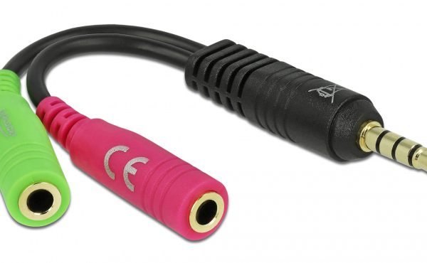 DELOCK καλώδιο 3.5mm σε 2x 3.5mm 65344, OMTP, 10cm, μαύρο