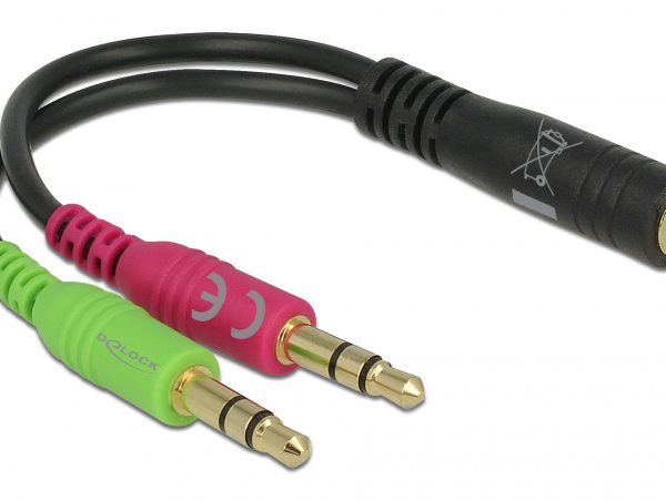 DELOCK καλώδιο 3.5mm σε 2x 3.5mm 65459, CTIA, 12cm, μαύρο