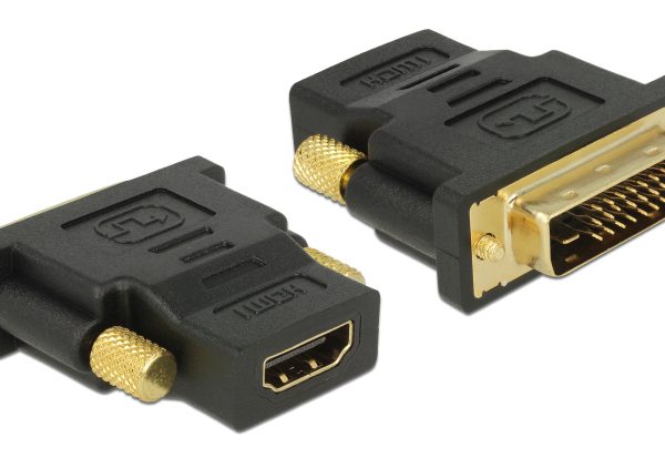 DELOCK αντάπτορας DVI 24+1 σε HDMI 65466, 4K, gold-plated, μαύρος