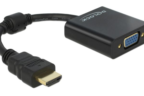 DELOCK αντάπτορας HDMI σε VGA 65512, 1080p, μαύρος