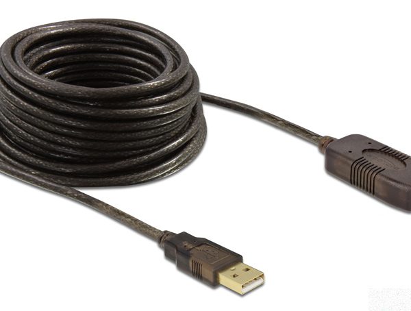 DELOCK καλώδιο USB 2.0 αρσενικό σε θηλυκό 82308, active, 5m, μαύρο