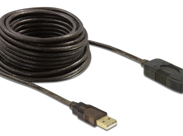 DELOCK καλώδιο USB 2.0 αρσενικό σε θηλυκό 82446, active, 10m, μαύρο