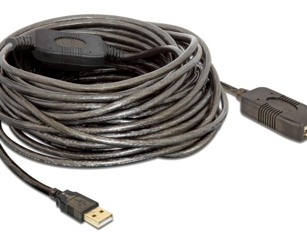 DELOCK καλώδιο USB 2.0 αρσενικό σε θηλυκό 82689, active, 15m, μαύρο