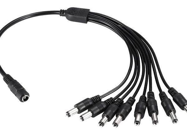 FOLKSAFE splitter DC1F8M, 1 θηλυκό σε 8 αρσενικά, 5.5x2.1mm, 4τμχ