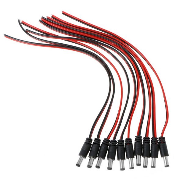 FOLKSAFE καλώδιο FS-DCPIGTAIL-M με αρσενικό βύσμα 5.5x2.1mm, 10τμχ