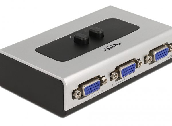 DELOCK VGA switch 87758, 2 σε 1, bidirectional, 1080p/60Hz, ασημί