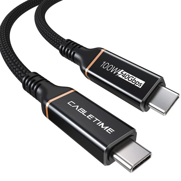 CABLETIME καλώδιο USB-C CT-USB4, 100W, 8K, 40Gbps, 1m, μαύρο