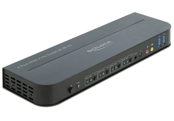 DELOCK HDMI KVM Switch 11483, 4 ports, USB 3.0, 3.5mm, 4K/60Hz, μαύρο