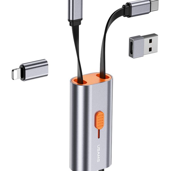 USAMS αντάπτορας USB-C σε USB-C/USB/Lightning SJ560, 60W PD, 0.3m, γκρι