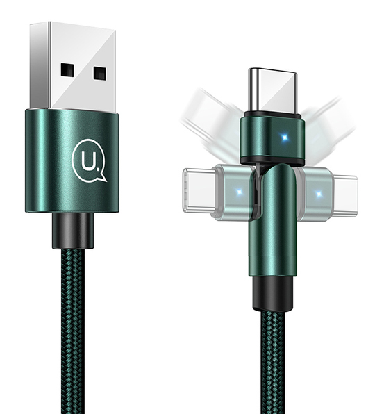 USAMS καλώδιο USB-C σε USB SJ477, περιστρεφόμενο βύσμα, 2A, 1m, πράσινο