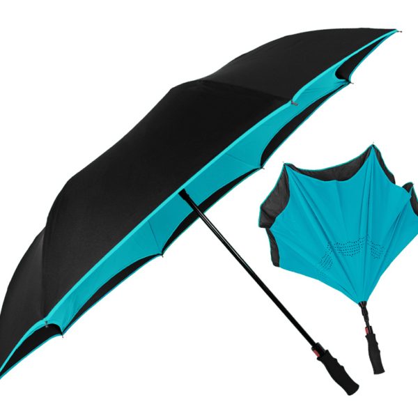 Ομπρέλα αντίστροφης δίπλωσης PB24-022 με αντιολισθητική λαβή, μπλε