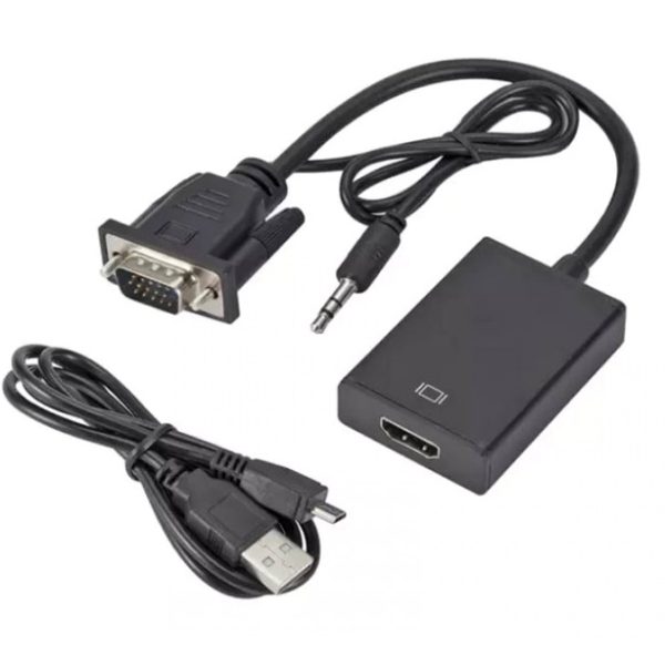 POWERTECH αντάπτορας VGA & 3.5mm σε HDMI PTH-078, μαύρος