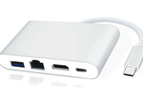 POWERTECH docking station PTH-085, 4 θυρών, USB-C, 100W PD, 4K, γκρι