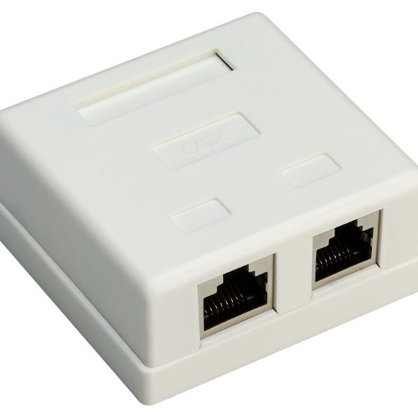 GOOBAY επιτοίχια πρίζα δικτύου 77635, 2 θύρες RJ45, CAT 6 STP, λευκή