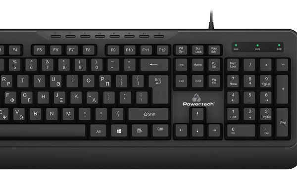 POWERTECH set ποντίκι & πληκτρολόγιο PT-1067, ενσύρματο, 1000DPI, μαύρο