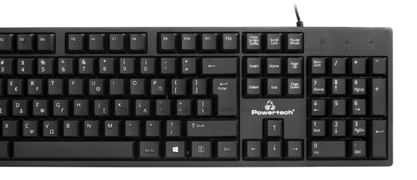 POWERTECH set ποντίκι & πληκτρολόγιο PT-1075, ενσύρματο, 1000DPI, μαύρο