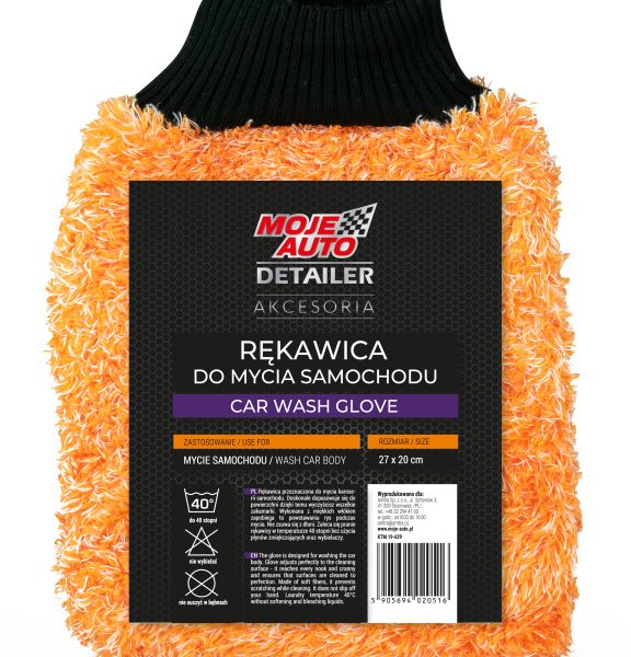 MOJE AUTO γάντι καθαρισμού αυτοκινήτου 19-629, 20x27cm, πορτοκαλί