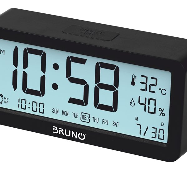 BRUNO ξυπνητήρι BRN-0128 με μέτρηση θερμοκρασίας και υγρασίας, μαύρο