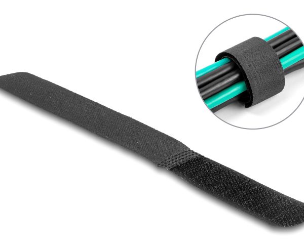 DELOCK δεματικά καλωδίων 19110, τύπου velcro, 20x180mm, μαύρα, 10τμχ