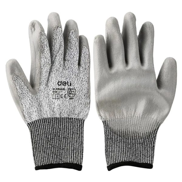 DELI γάντια εργασίας DL521043L, ανθεκτικά σε κοψίματα, L, γκρι