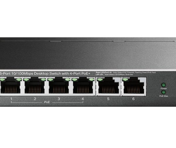 TP-LINK desktop switch TL-SF1006P, 6-Port 10/100Mbps, 4x PoE+, Ver. 1.0