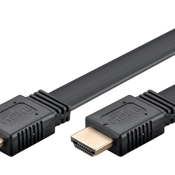 GOOBAY καλώδιο HDMI 2.0 61277, Ethernet flat, 4K/60Hz 18 Gbps, 1m, μαύρο
