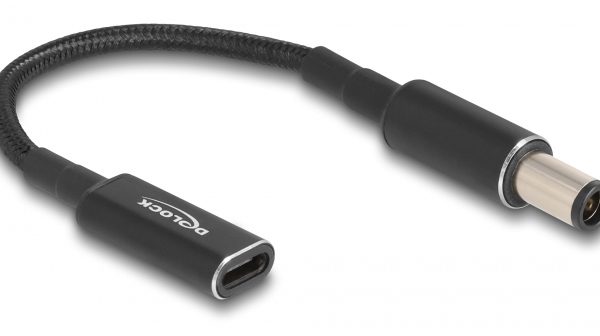 DELOCK καλώδιο τροφοδοσίας 60032, USB-C σε HP 7.4x5.0mm, 15cm, μαύρο