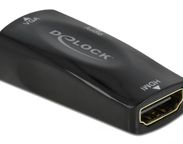 DELOCK αντάπτορας HDMI σε VGA 66560, με audio, 1080p/60Hz, μαύρος