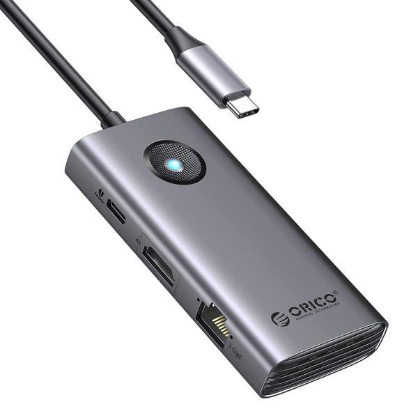 ORICO docking station PW11-6PR, 6 θυρών, USB-C σύνδεση, 100W PD 4K, γκρι