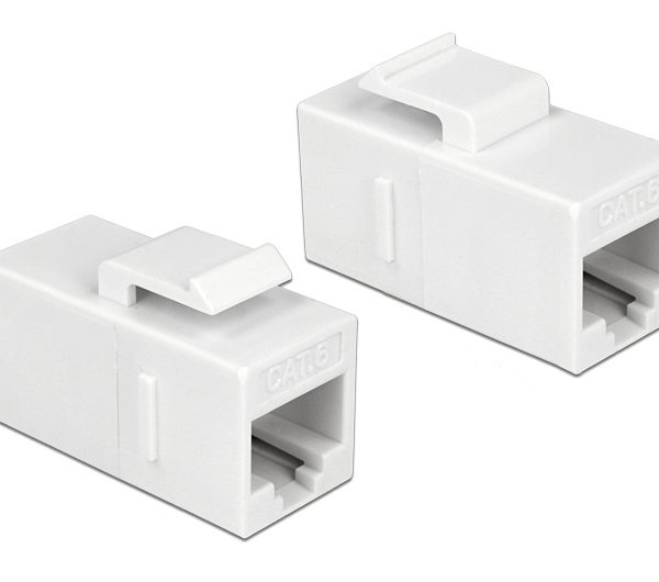 DELOCK Keystone module RJ45 86379, θηλυκό σε θηλυκό, Cat 6 UTP, λευκό