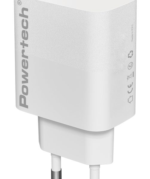 POWERTECH φορτιστής τοίχου PT-1433, USB/USB-C, 30W, GaN, λευκός