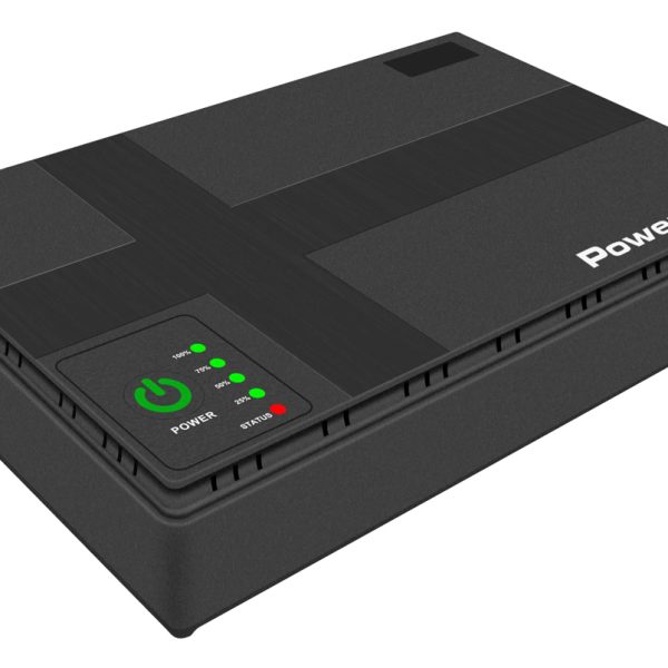 POWERTECH mini DC UPS PT-1434, 18W, 10400mAh, 3x DC, USB/LAN/POE, μαύρο